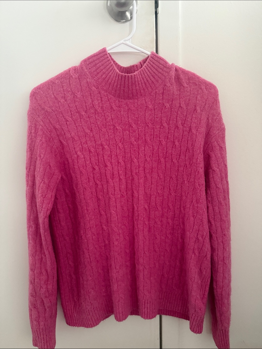 WORN ONCE J. Crew Women's Pink Cable Knit Mock Neck Sweater